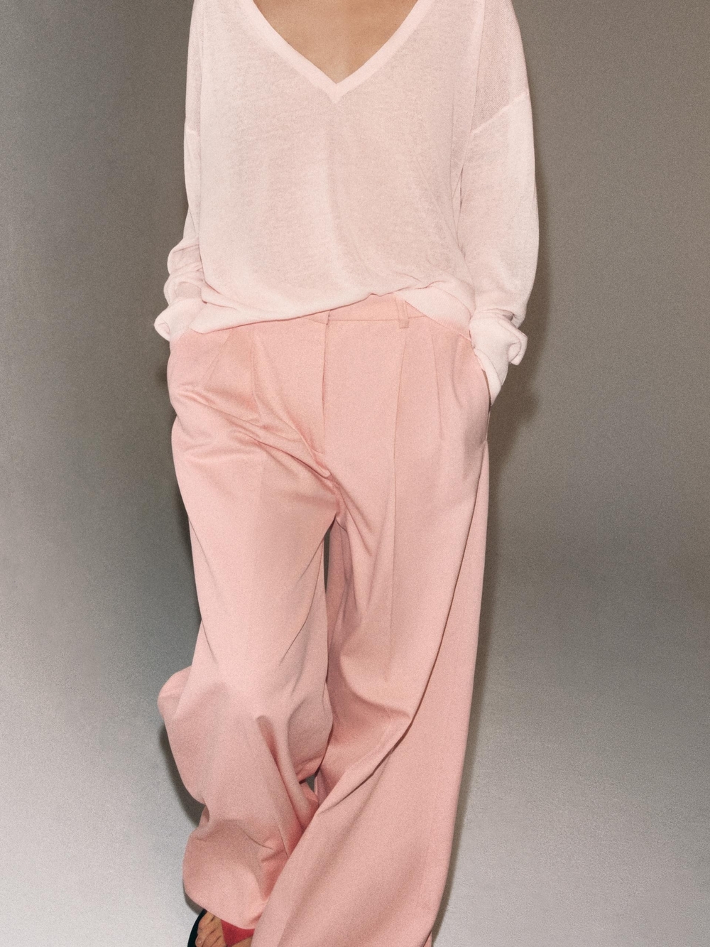 Zara Soft Pink Wide-Leg Trousers